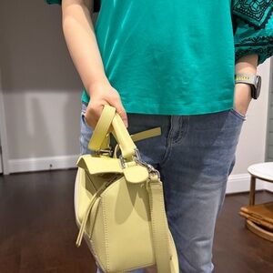 Yellow and Cream Women's Bag